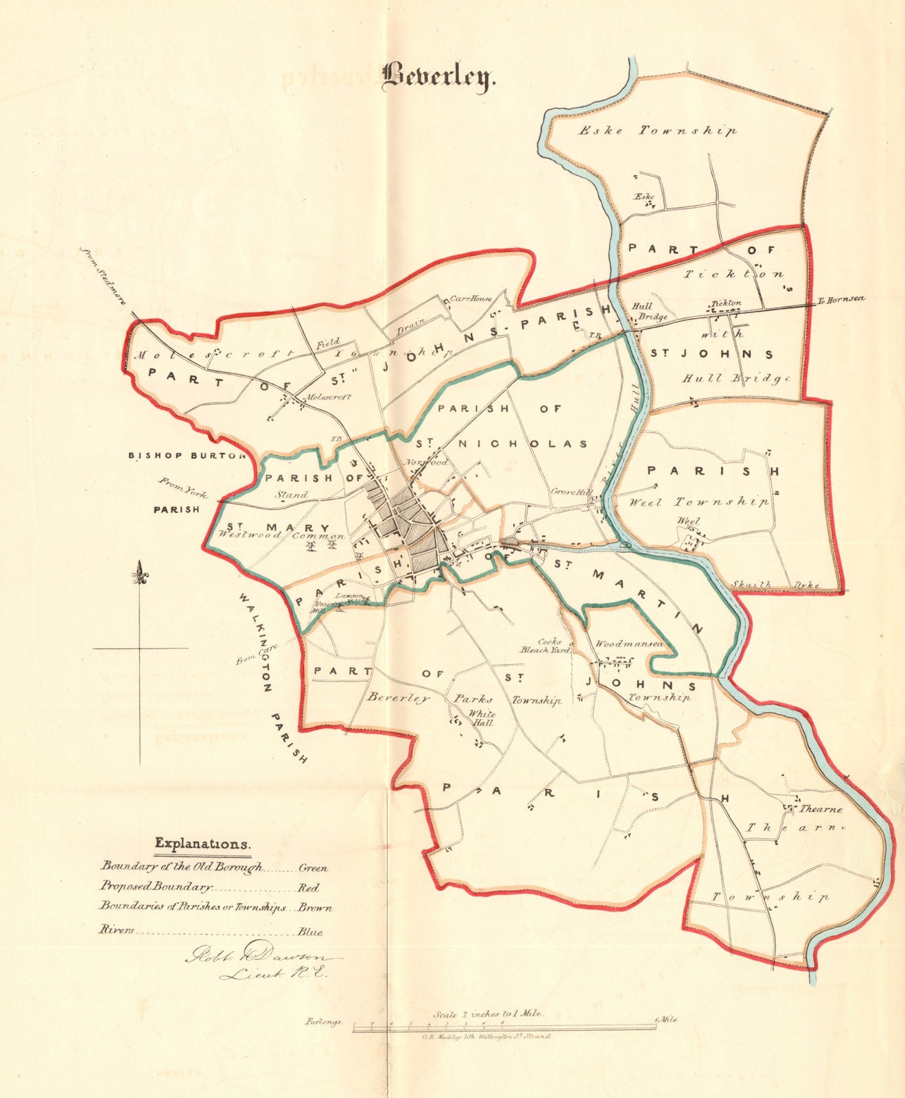 BEVERLEY borough/town plan. REFORM ACT. Molescroft. Yorkshire. DAWSON 1832 map